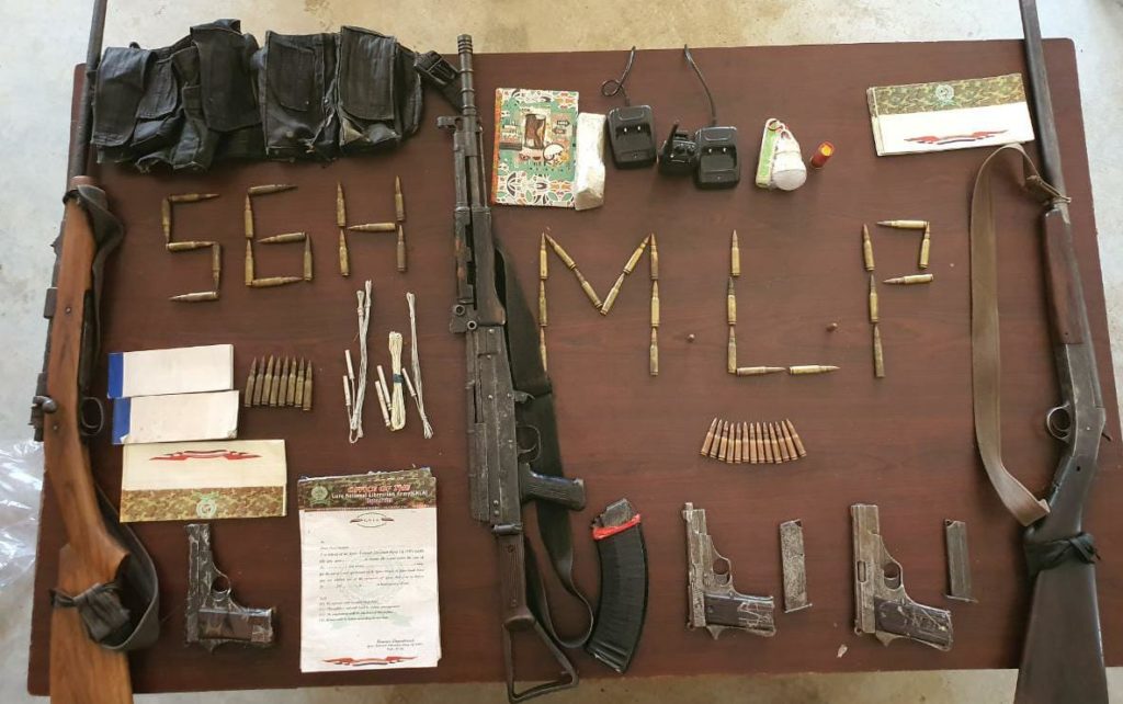 Arms and ammunitions with incriminating documents of GNLA recovered by Police