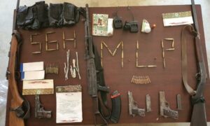 Arms and ammunitions with incriminating documents of GNLA recovered by Police