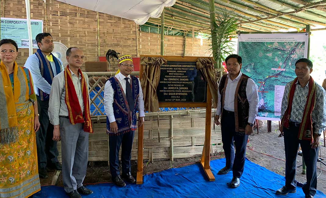 Conrad K. Sangma laid the foundation stone for the Riangdo Small Hydro Power Project at Suanggre Hamegam village, Shallang, West Khasi Hills District