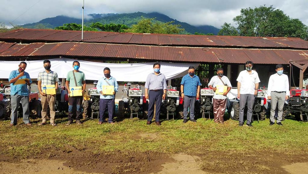 CM Conrad K Sangma and others during distribution of power tillers at Tura
