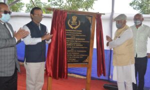 Justice-Biswanath-Somadder,-Chief-Justice,-High-Court,-Meghalaya-along-with-Minister-of-Law,-James-K-Sangma-unveiling-the-plaque-for-Laying-of-Foundation-Stone-for-Permanent-Building-of-Observation-Home-at-Tebronggre