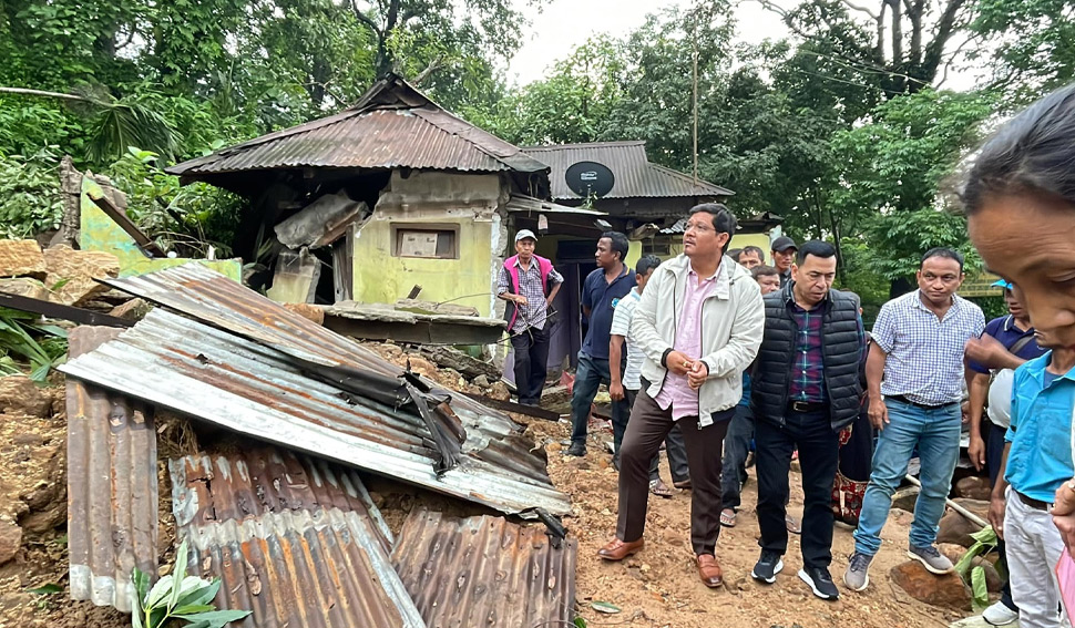 Meghalaya CM visits families affected by landslide at Mawsynram